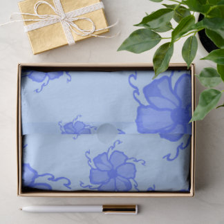 De Seda Papel Tissue Monocromático FTF em Azul