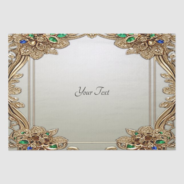 De Seda Papel Tissue Ornado Dourado Elegante (Frente )