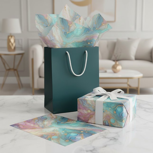 De Seda Papel Tissue para Presente Mármore Dourado Colorid (Criador carregado)