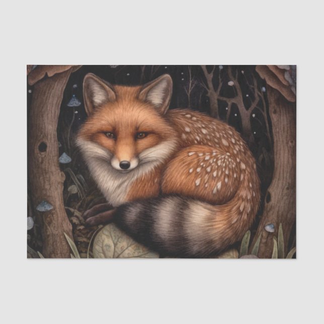 De Seda Papel Tissues Midnight Fox (Frente )