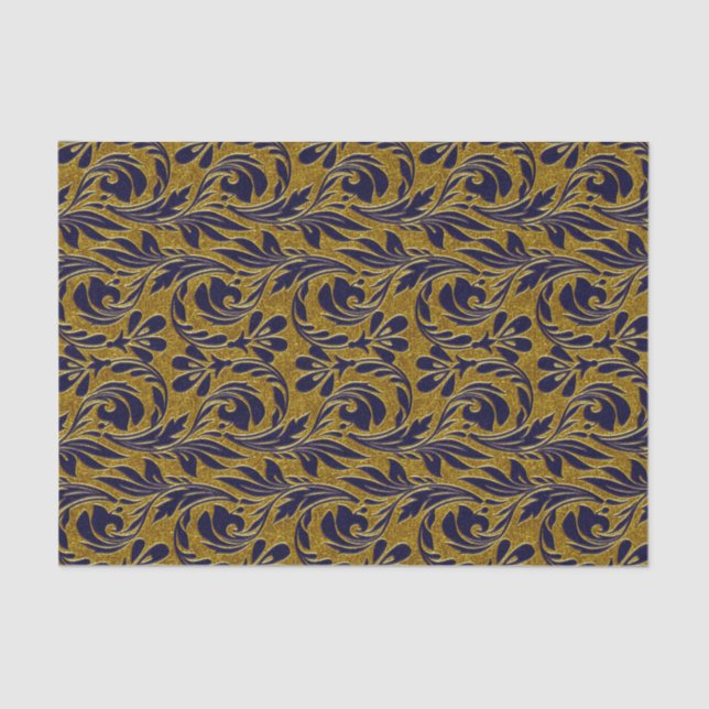 De Seda PAPEL Waves-Marinho-Dourado-TISSUE (Frente )