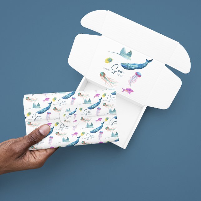 De Seda Para O Mar, Vamos Ao Papel Tecidual (Celebrate a special trip to the ocean with this, "To the sea we go" tissue paper!)