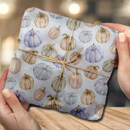 De Seda Pastel Pumpkins sobre Papel Tecido Azul