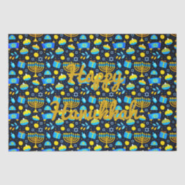 De Seda Personalize o papel Dourado azul HANUKKAH