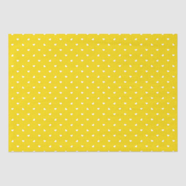 De Seda Petite Hearts em Papel Tecidual Amarelo Brilhante (Frente )