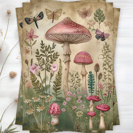 DE SEDA PINK FOREST MUSHROOMS DECOUPAGE TISSUE PAPEL
