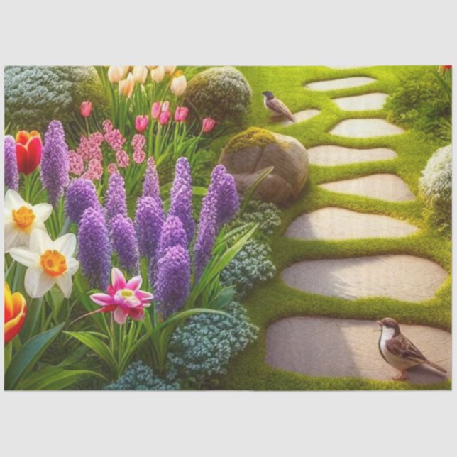 De Seda Primavera Tulip Daffodils Hyacinth Papel Tecido Fl (Frente )