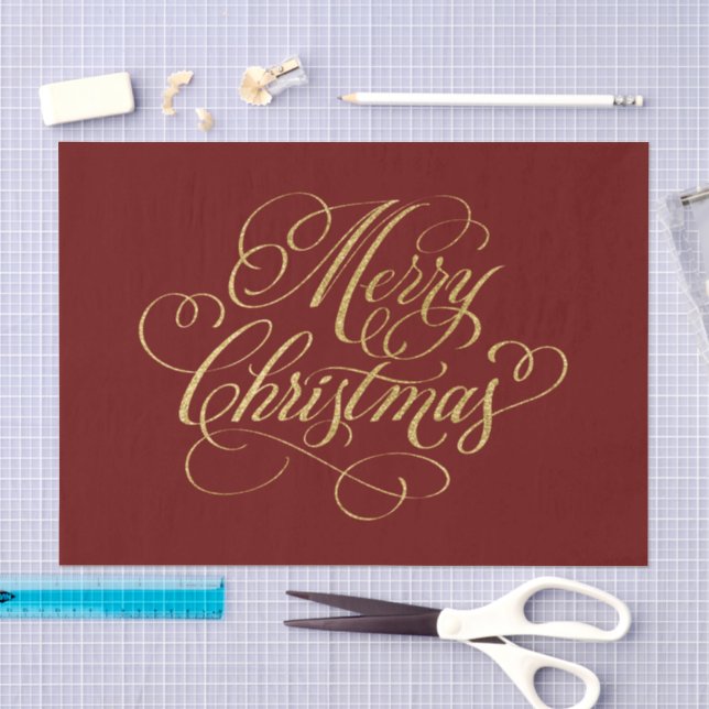 De Seda Qualquer cor Feliz Natal Dourado Papel Tecido (Arte )