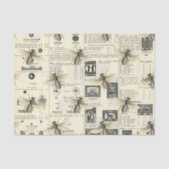 De Seda Regal Queen Bee em Papel Francês Vintage (Frente )