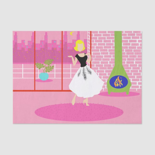 De Seda Retroceda no papel do tecido rosa (Frente )