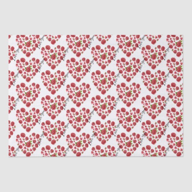 De Seda Romântico Eu Amo Você Rosa vermelha Papel Tecido (Frente )
