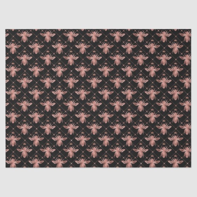 De Seda Rosa Dourado Bee Series Design 10 Tecido Papel (Frente )