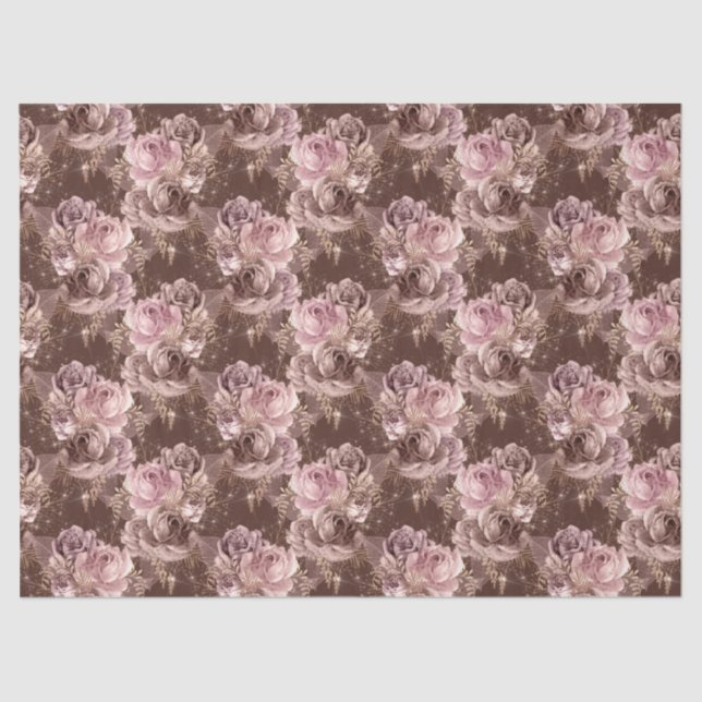 De Seda Rosa Dourado Bee Series Design 11 Papel Tecido (Frente )