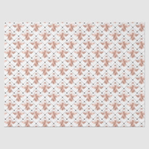 De Seda Rosa Dourado Bee Series Design 4 Papel Tecido