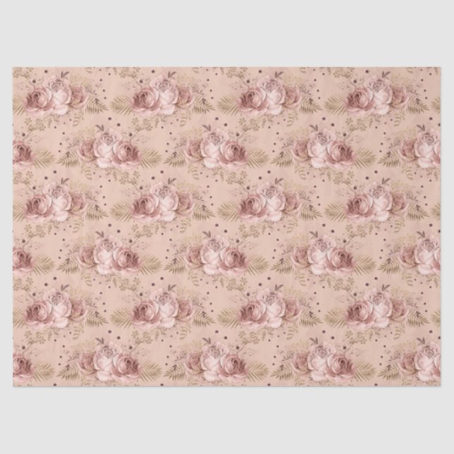De Seda Rosa Dourado Bee Series Design 8 Tecido Papel (Frente )