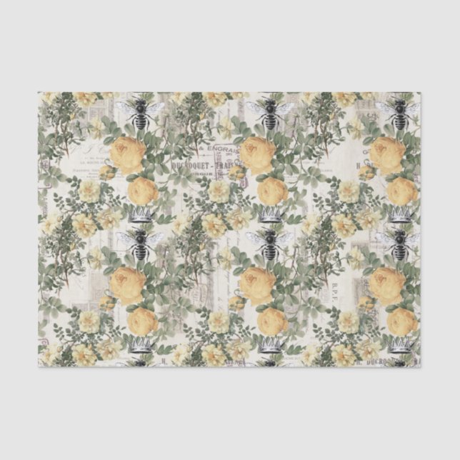 De Seda Rosas Amarelas Da Rainha Regal Em Papel Fênico  (Frente )