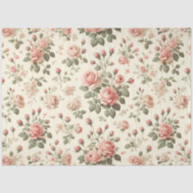 Rosas cor-de-rosa no papel tecidular creme Vintage