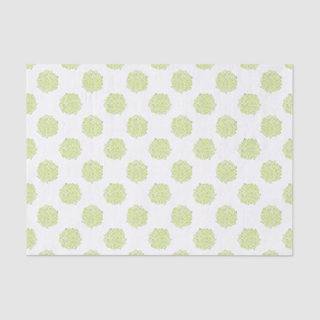 De Seda Rosas verdes em papel branco (Frente )