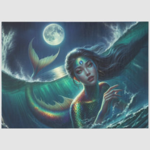 De Seda Siren iluminado pela lua - Sereia - Papel Decoupag