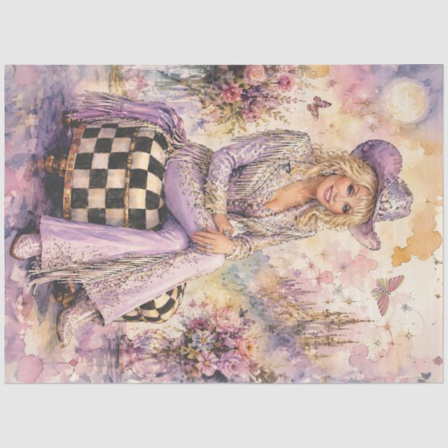 De Seda Sizzle em Papel Decoupage Lavanda Dolly (Frente )