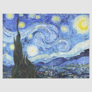 De Seda Starry Night Van Gogh Impressionismo Papel Tecido