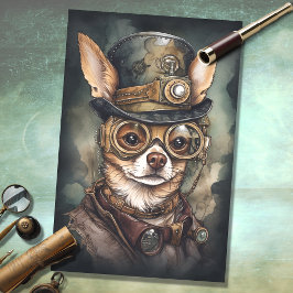 De Seda Steampunk Chihuahua 3 - Papel Decoupage