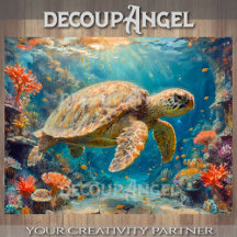 Tartaruga Oceânica - Decoupage - Papel Tecidual