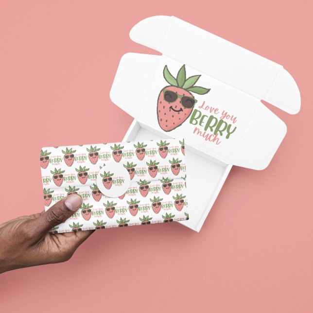 De Seda Te Amo Muito Papel Tecidual (Make someone's day with this cute, "Love you berry much" strawberry tissue paper! )