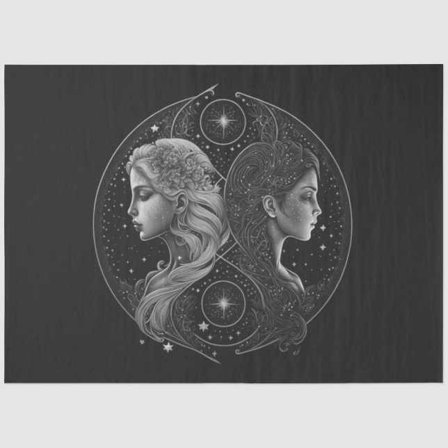 De Seda Um papel tecidular Design 9 da série Zodiac (Frente )