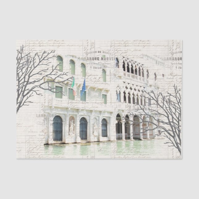 De Seda Venice Vintage Escrevendo papel tecidular para ram (Frente )