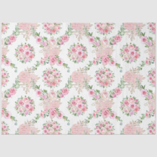De Seda Vintage Blush Peony Flor Decoupage Papel Tecido