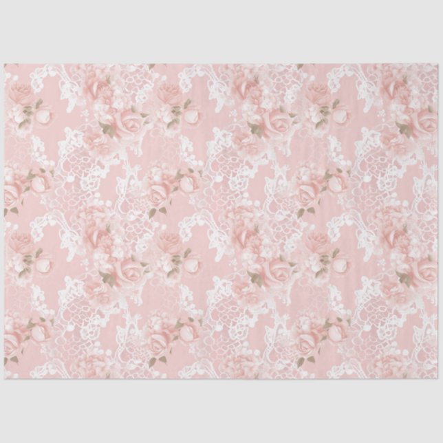 De Seda Vintage Blush Peony Flor Decoupage Papel Tecido (Frente )