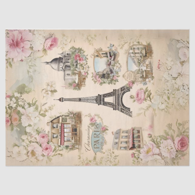 De Seda Vintage Paris Decoupage Papel Tecidual (Frente )