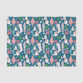 De Seda Vintage Pink Xmas - Papel Tecido Azul Teal