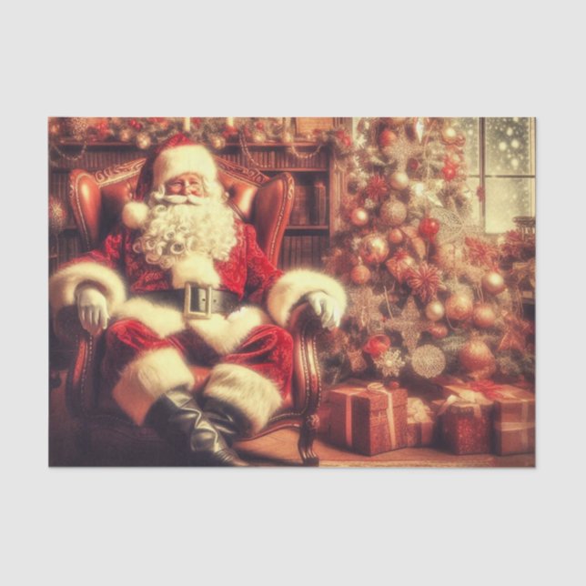 De Seda Vintage Santa Claus - Artesanato Papel Tecidual (Frente )