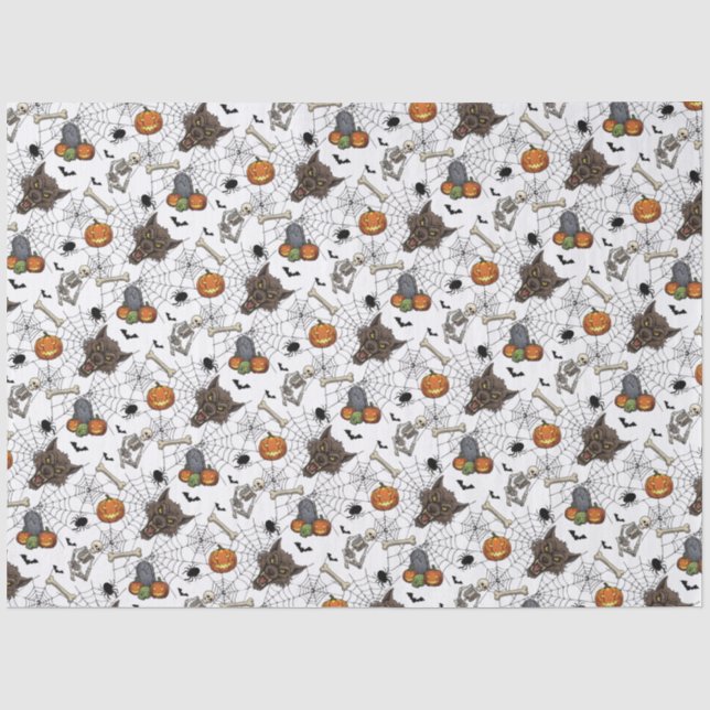 De Seda 🐺 Werewolf Halloween Papel Tecido 🎃 💀 (Frente )
