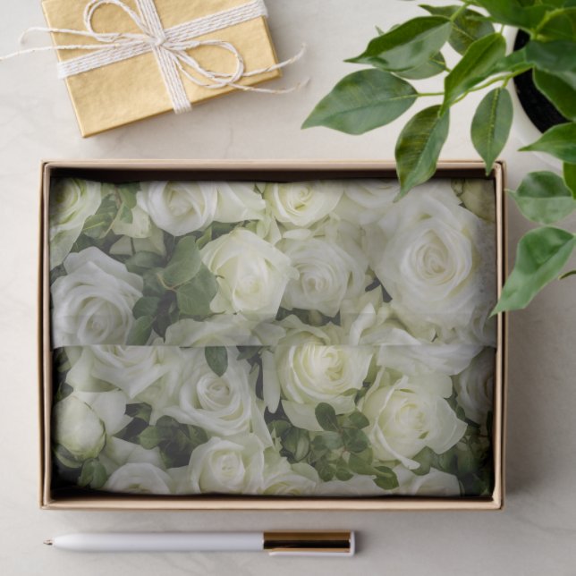 De Seda White Roses - Papel Tecidual (Presente)
