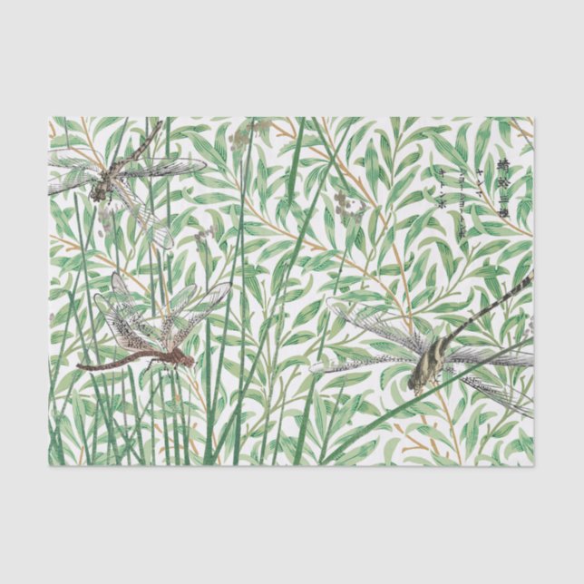 De Seda WILLIAM MORRIS E DRAGONFLIES - Papel Tecido (Frente )