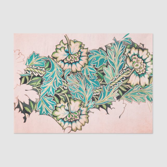 De Seda William Morris PINK FLORAL - Papel dos Tecidos (Frente )