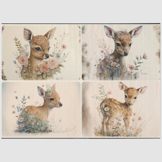 De Seda Woodland Baby Faws Papel Tecido (Frente )