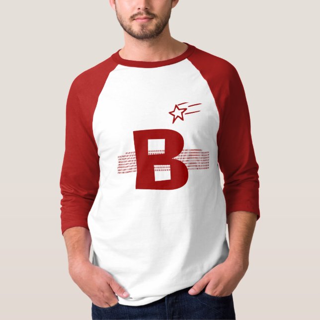 De t-shirt básico do Raglan da Capa dos homens 3/4 (Frente)