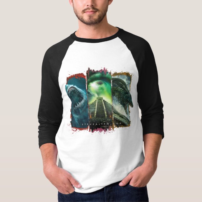 De t-shirt básico do Raglan da Capa dos homens de (Frente)