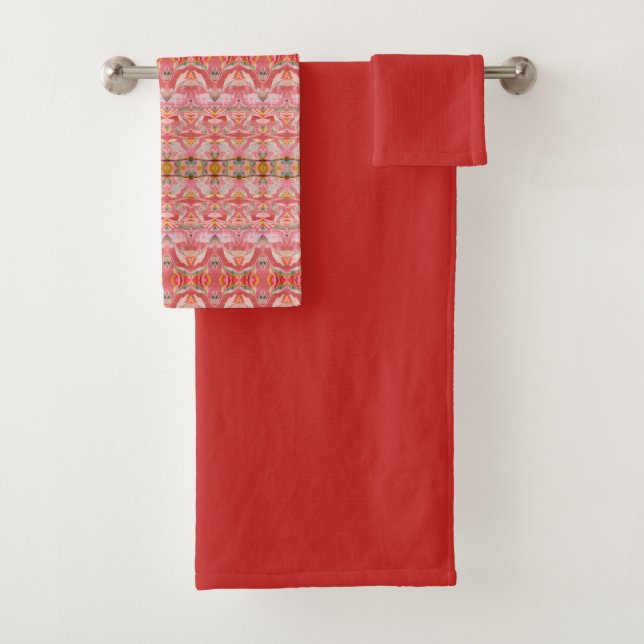 De Toalhas Belo Conjunto em Vermelho e Teal (Insitu)