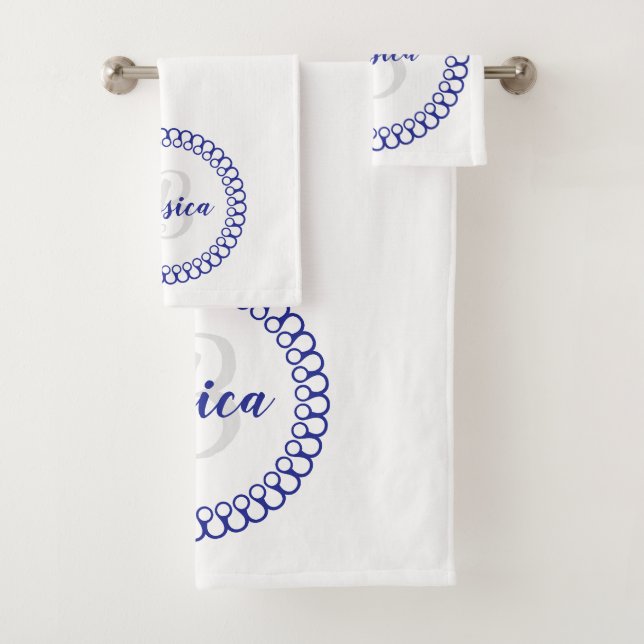 De Toalhas Conjunto Bandeja do Círculo Decorativo Azul Monogr (Insitu)