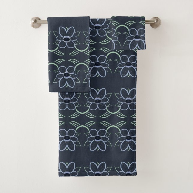 De Toalhas Conjunto Floral Azul marinho (Insitu)