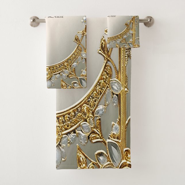 De Toalhas Conjunto Floral Branco do Ornamentado Dourado (Insitu)