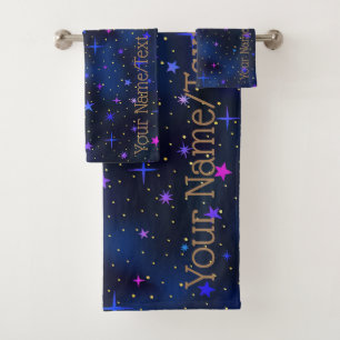 De Toalhas Galáxia Stars Midnight Blue Bath Conjunto