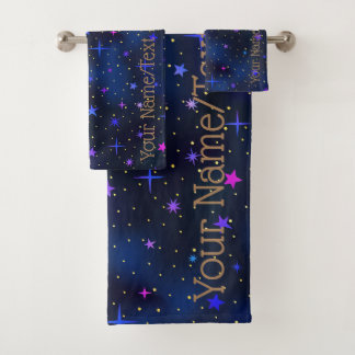 De Toalhas Galáxia Stars Midnight Blue Bath Conjunto