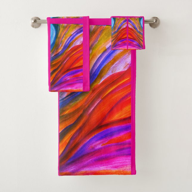 De Toalhas Inspiração do deserto cor-de-rosa quente Conjunto  (Insitu)