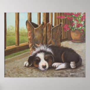 De Tuckered poster a prumo para fora